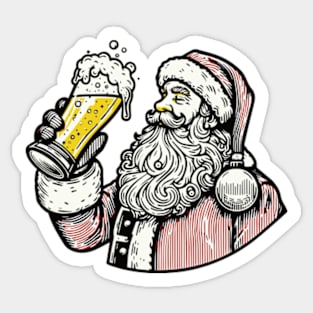 Santa Drinking a Holiday Beer Sticker